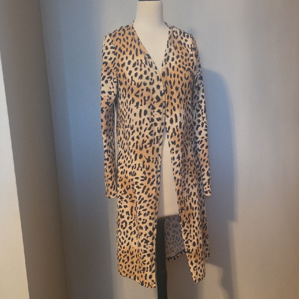 Leopard Print Open Front Cardigan
